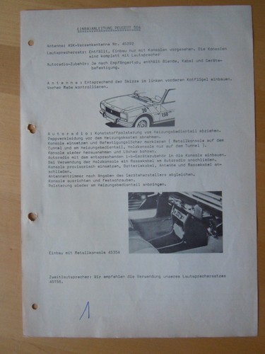 Peugeot 504 einbauanleitung - 504,