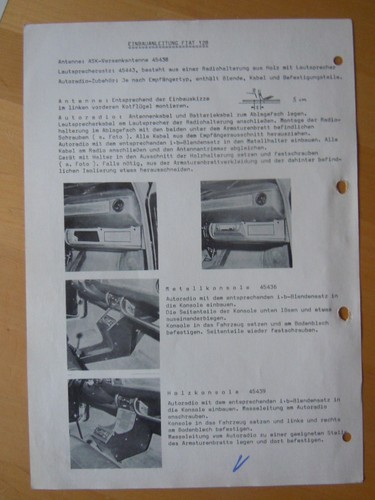 Fiat 128 einbauanleitung 1969 - fiat,